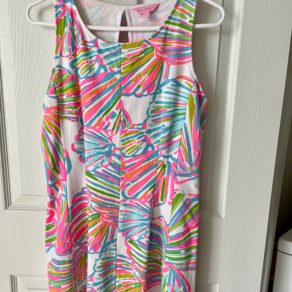 Lilly Pulitzer Sleeveless Shift Dress in Pink, Blue, Green on White